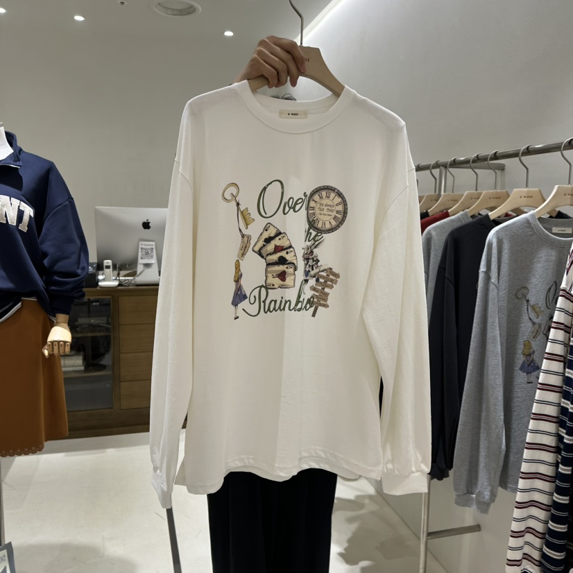 A WANT東大門代購女裝新品人氣時尚休閑推薦熱賣長袖T恤A WANT長袖T恤圖色1