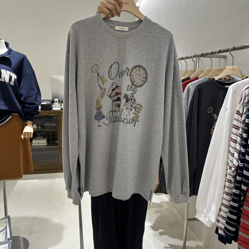 A WANT東大門代購女裝新品人氣時尚休閑推薦熱賣長袖T恤A WANT長袖T恤圖色2
