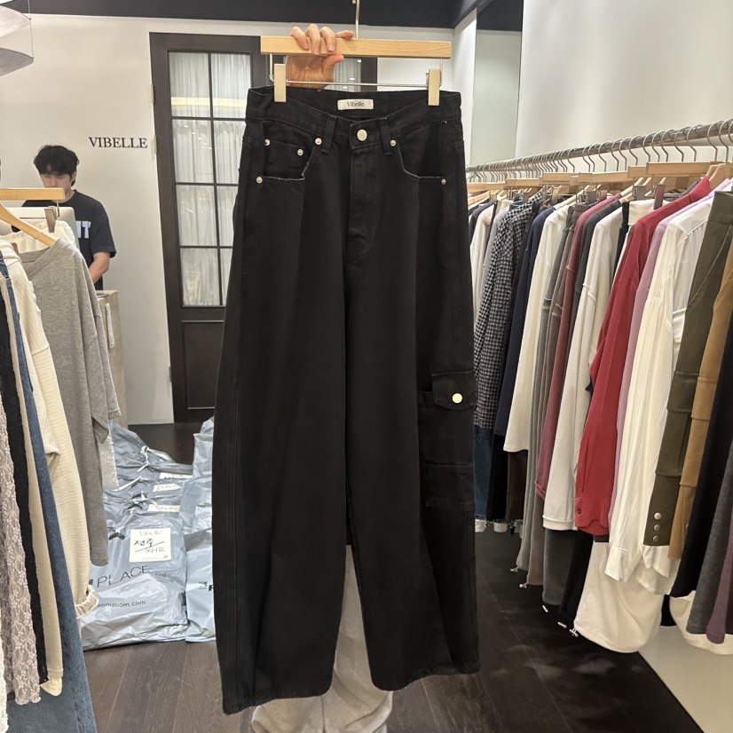 VIBELLE東大門直郵女士新品休閑時尚推薦熱賣真品休閑褲口袋VIBELLE休閑褲圖色1