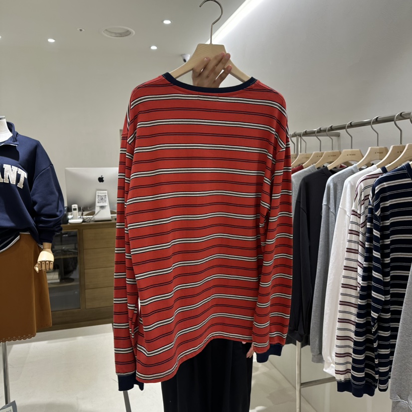 A WANT韓國代購女士新品推薦真品人氣時尚休閑長袖T恤條紋A WANT長袖T恤