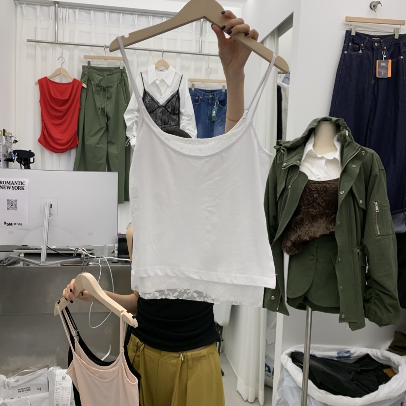 ROMANTIC NEWYORK東大門代購女裝新款熱賣吊帶背心蕾絲雙層無袖ROMANTIC NEWYORK吊帶/背心圖色1
