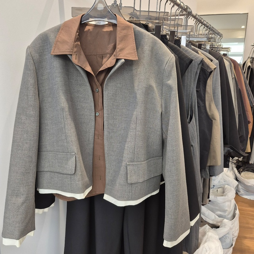 1 2ILLY-S韓國直郵女士新品時尚休閑真品推薦人氣夾克撞色1 2ILLY-S夾克圖色2灰