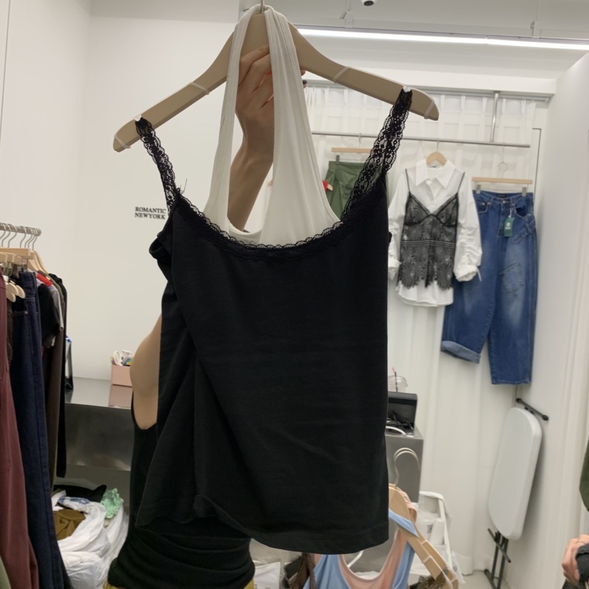 ROMANTIC NEWYORK韓國直郵女裝新品人氣吊帶背心假兩件蕾絲雙層無袖ROMANTIC NEWYORK吊帶/背心圖色3