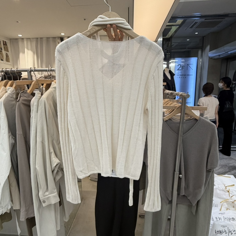 AFTERGLOW韓國直郵女士新品真品人氣針織衫含飄帶腰帶羅紋AFTERGLOW針織衫