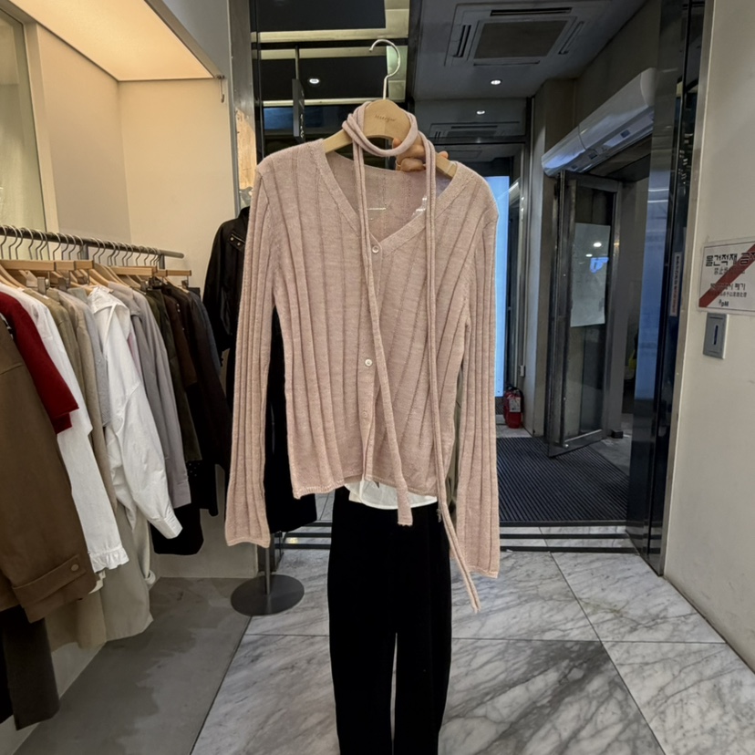 AFTERGLOW韓國直郵女士新品真品人氣針織衫含飄帶腰帶羅紋AFTERGLOW針織衫圖色2