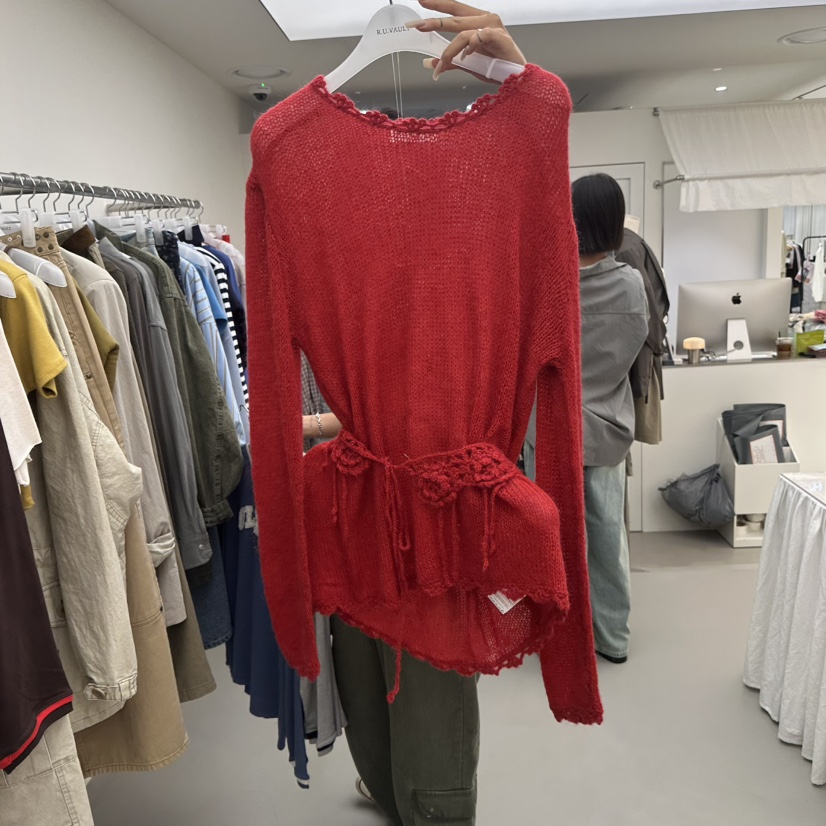 R U VAULT東大門直郵女士新品職業熱賣推薦針織衫套裝蕾絲R U VAULT針織衫圖色1