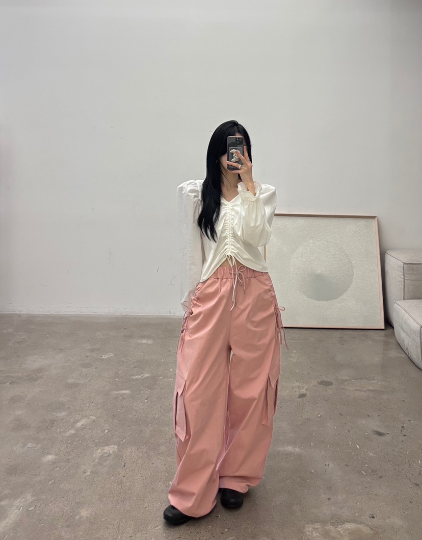 AMUSE SEOUL東大門實拍女裝新品推薦熱賣職業休閑褲絲帶AMUSE SEOUL休閑褲