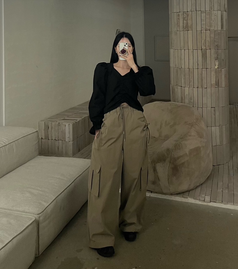 AMUSE SEOUL東大門實拍女裝新品推薦熱賣職業休閑褲絲帶AMUSE SEOUL休閑褲