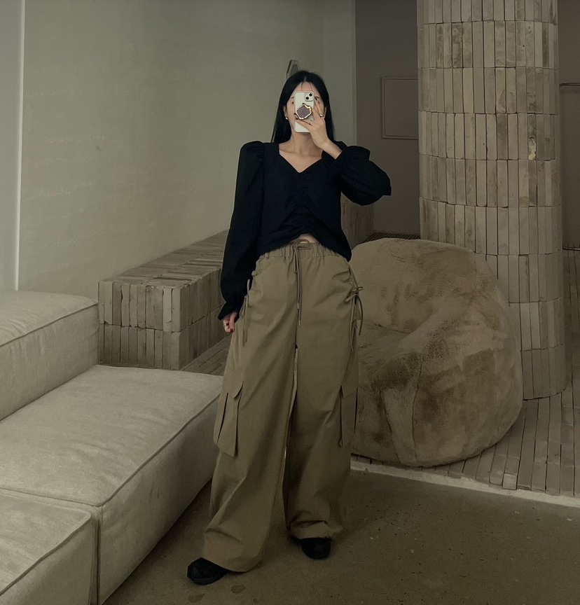AMUSE SEOUL東大門實拍女裝新品推薦熱賣職業休閑褲絲帶AMUSE SEOUL休閑褲