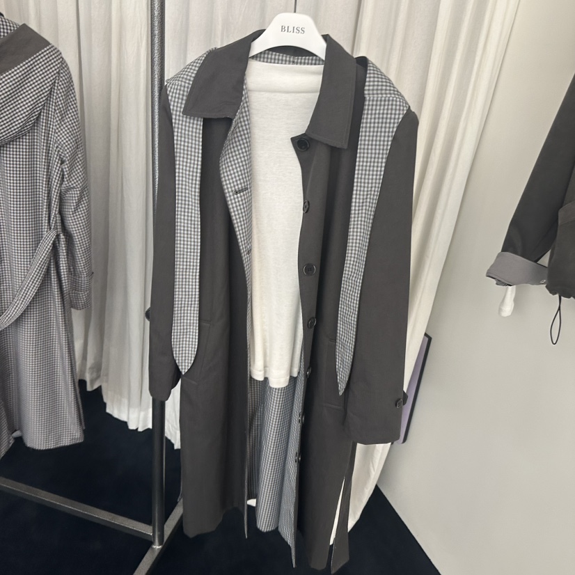 BLISS東大門代購女士新品休閑時尚職業人氣長款風衣含腰帶BLISS長款風衣圖色2