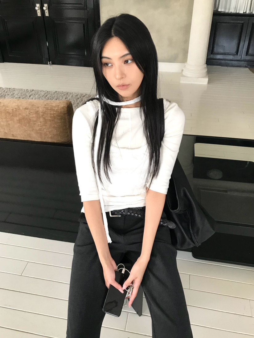 OVERK東大門直郵女裝新品人氣推薦職業吊帶背心含脖帶褶皺OVERK吊帶/背心