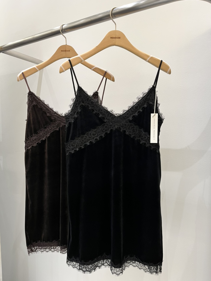 INSSENSE-A韓國直郵女士新款休閑吊帶背心天鵝絨蕾絲無袖INSSENSE-A吊帶/背心
