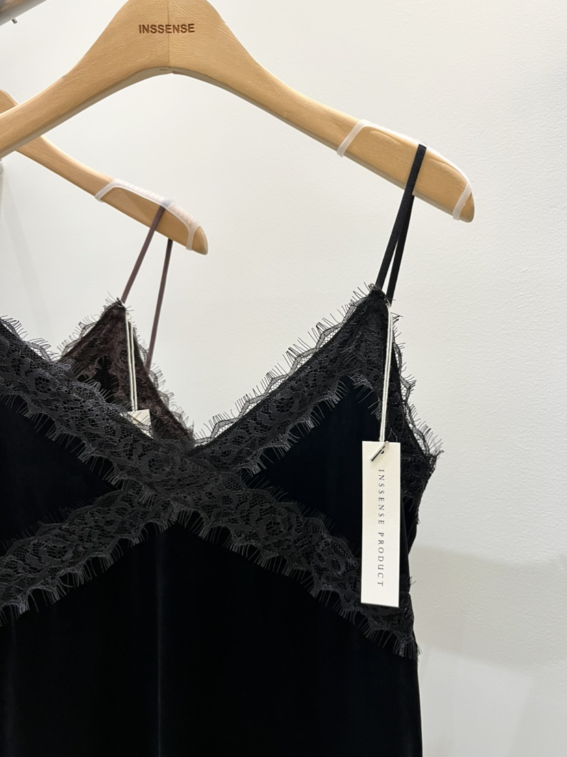 INSSENSE-A韓國直郵女士新款休閑吊帶背心天鵝絨蕾絲無袖INSSENSE-A吊帶/背心