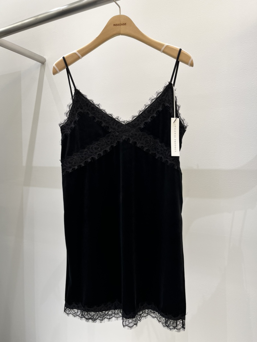 INSSENSE-A韓國直郵女士新款休閑吊帶背心天鵝絨蕾絲無袖INSSENSE-A吊帶/背心圖色1