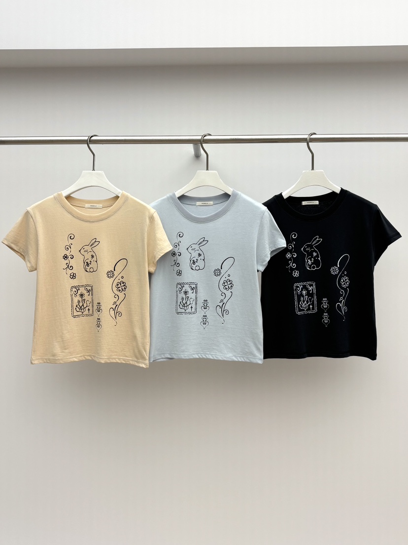 PEBBLE韓國直郵女士新品休閑推薦時尚真品人氣職業T恤兔子PEBBLET恤
