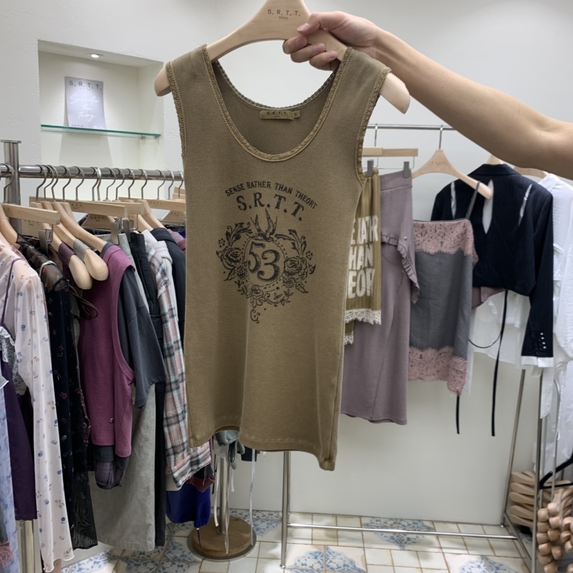 S.R.T.T.韓國代購女裝新款職業熱賣吊帶背心華夫格無袖S.R.T.T.吊帶/背心圖色1