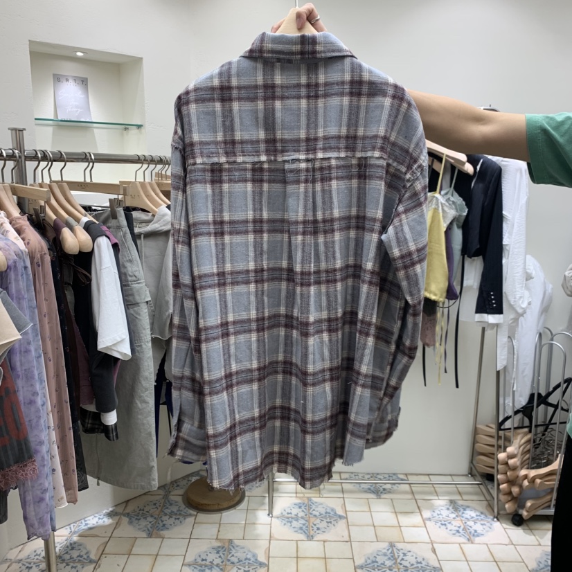 S.R.T.T.東大門代購女士新品時尚職業襯衫蕾絲衫格子S.R.T.T.襯衫/蕾絲衫
