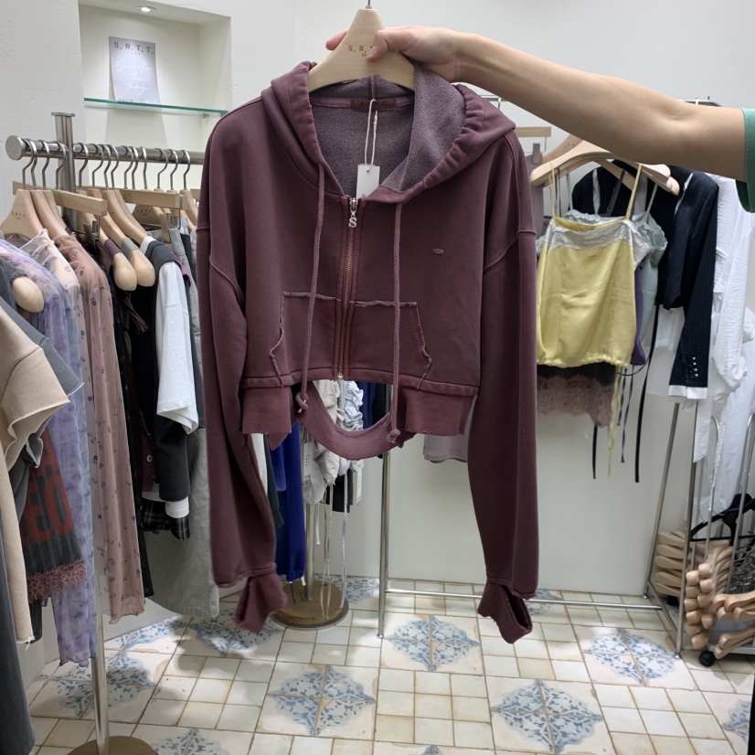 S.R.T.T.東大門實拍女裝新品人氣職業衛衣連帽拉鏈衫S.R.T.T.衛衣圖色2