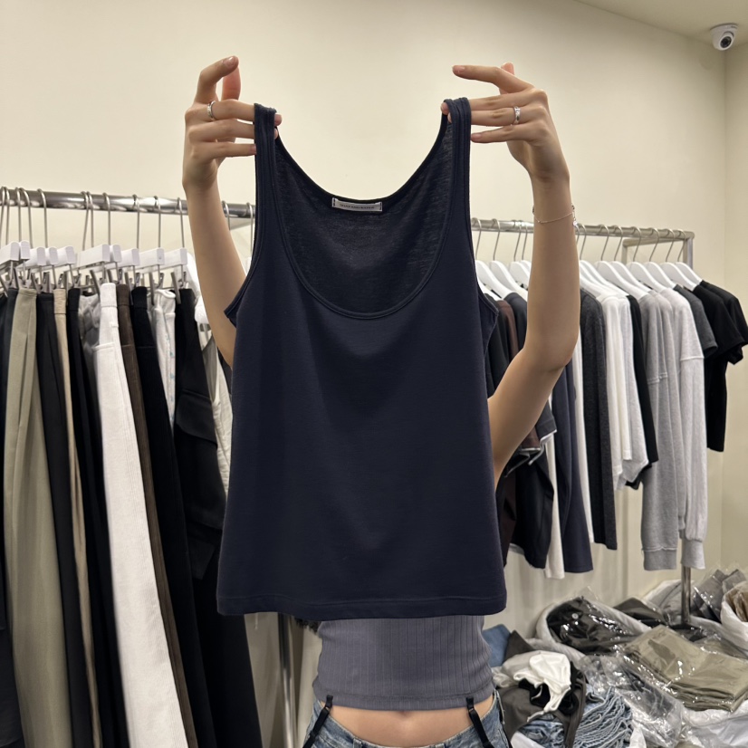 OUTFIT/SOAP AMD WATER韓國代購女士新款休閑吊帶背心OUTFIT/SOAP AMD WATER吊帶/背心圖色2藏藍色