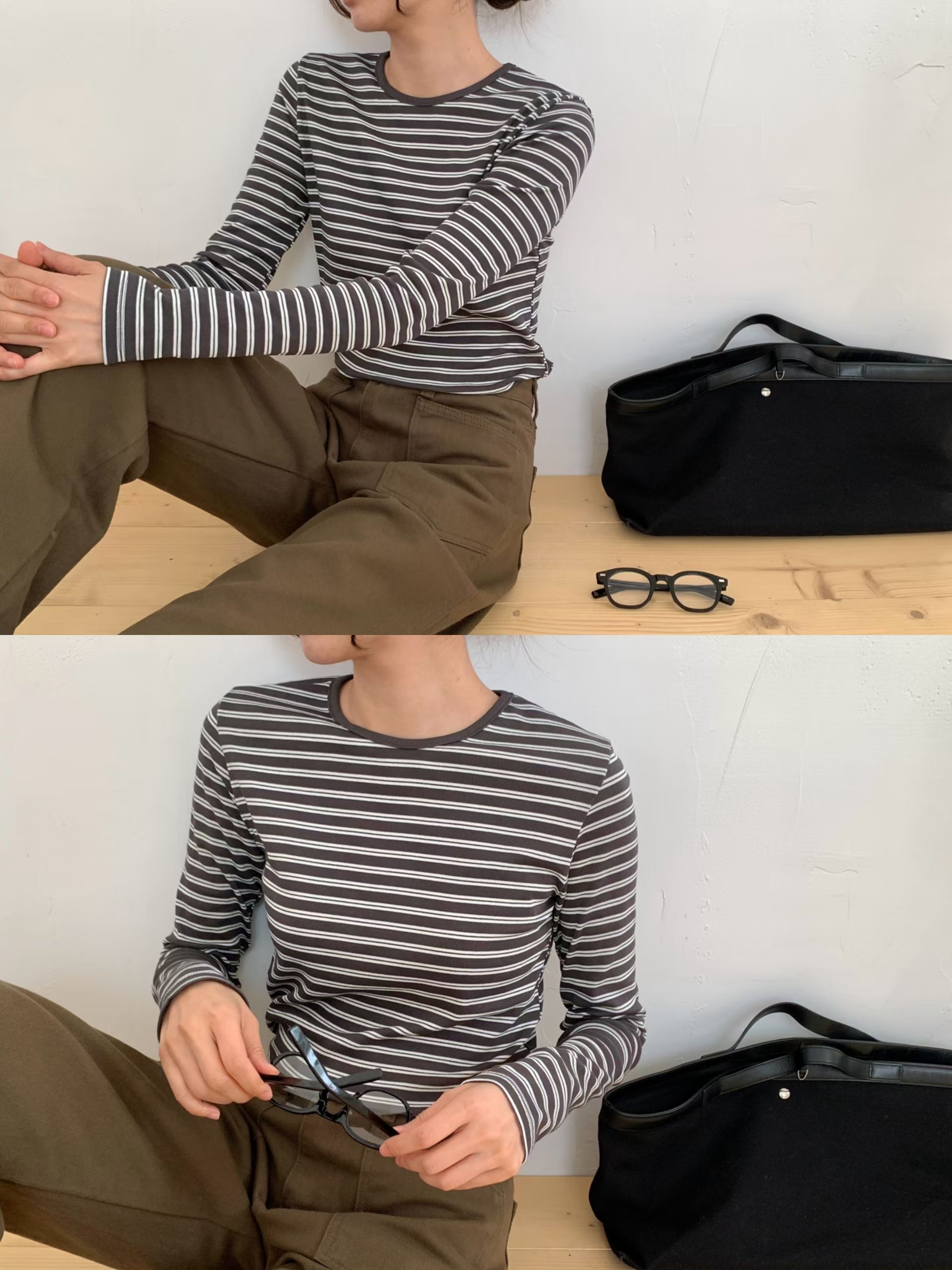 CHOCOLATE-초콜렛-T東大門實拍女裝新品休閑熱賣長袖T恤CHOCOLATE長袖T恤