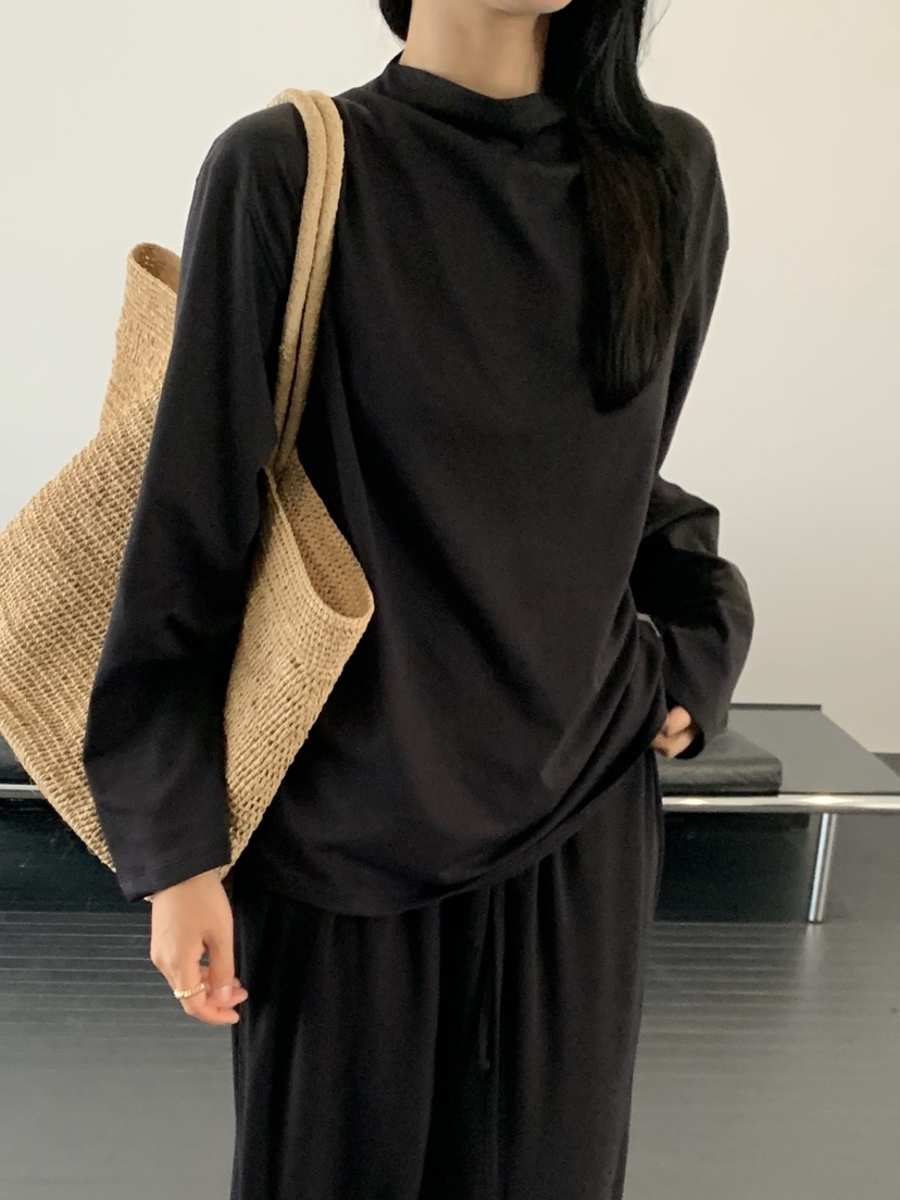 REGULARLY/PLACOR東大門代購女裝新款人氣長袖T恤半領絲綢REGULARLY/PLACOR長袖T恤