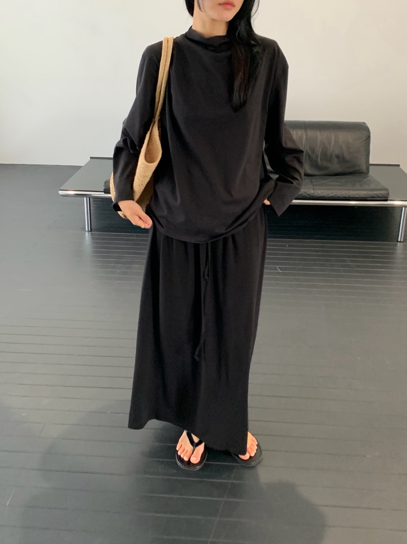 REGULARLY/PLACOR東大門代購女裝新款人氣長袖T恤半領絲綢REGULARLY/PLACOR長袖T恤