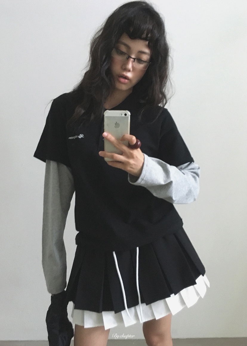 BY CHAPTER韓國直郵女士新款時尚真品休閑長袖T恤假兩件BY Chapter長袖T恤