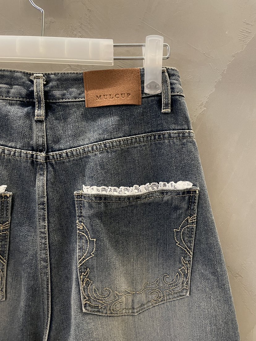MULCUP東大門直郵女裝新品推薦熱賣人氣真品時尚牛仔褲刺繡MULCUP牛仔褲