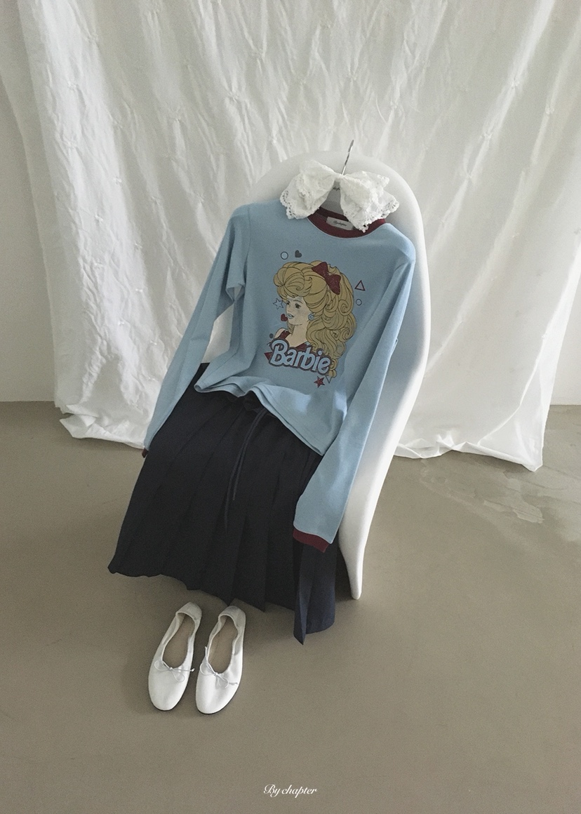 BY CHAPTER韓國代購女士新款人氣熱賣時尚休閑長袖T恤撞色BY Chapter長袖T恤