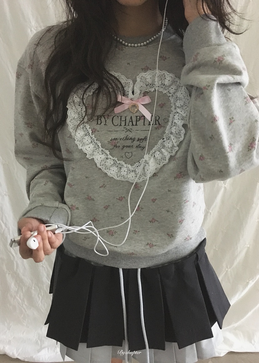 BY CHAPTER韓國直郵女裝新品熱賣休閑推薦真品時尚衛衣花朵BY Chapter衛衣