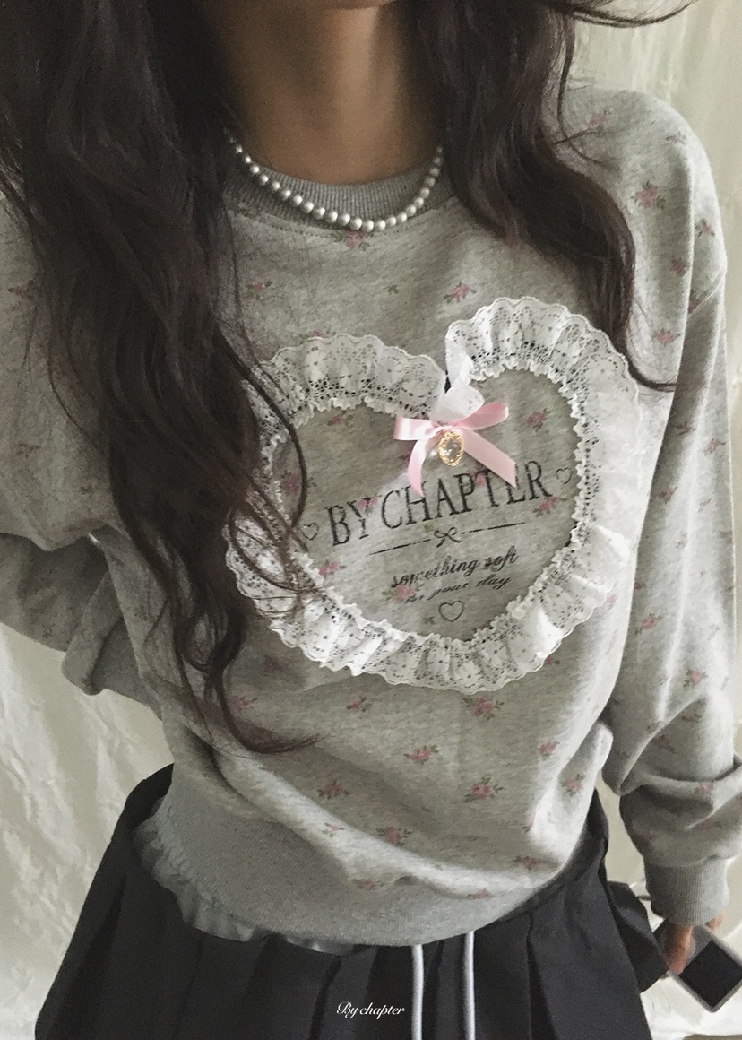 BY CHAPTER韓國直郵女裝新品熱賣休閑推薦真品時尚衛衣花朵BY Chapter衛衣