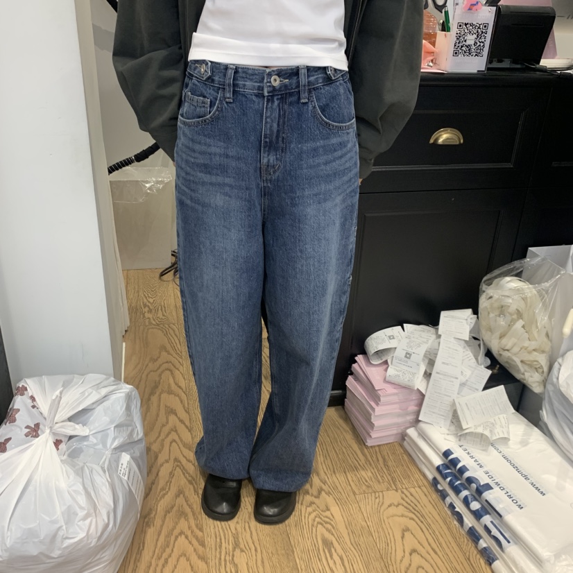 RIVEROOM東大門代購女裝新品人氣熱賣時尚真品休閑牛仔褲RIVEROOM牛仔褲圖色1