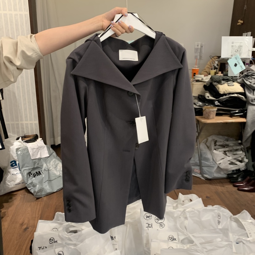 UNDERSTANDING東大門代購女裝新品人氣休閑時尚熱賣夾克露肩UNDERSTANDING夾克圖色3墨