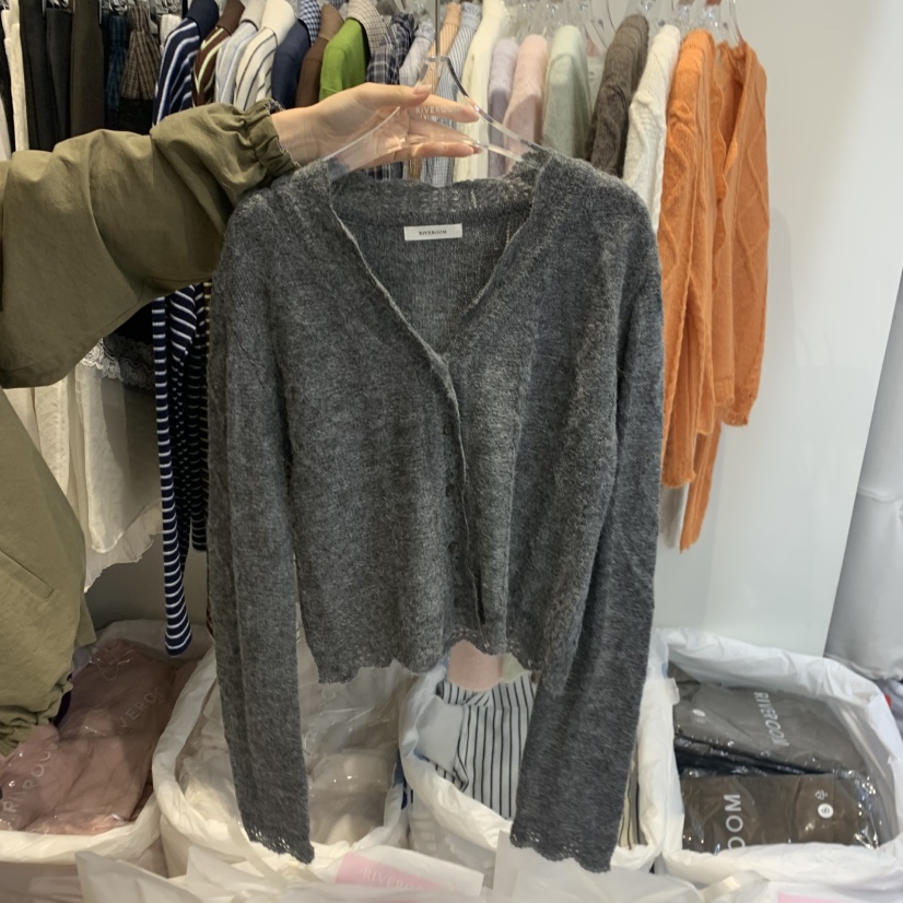 RIVEROOM東大門實拍女裝新品人氣推薦真品時尚熱賣休閑開衫RIVEROOM開衫圖色4墨