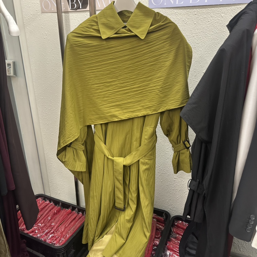 ONEBYTWO東大門代購女士新款真品人氣長款風衣含腰帶含圍巾ONE BY TWO長款風衣圖色1