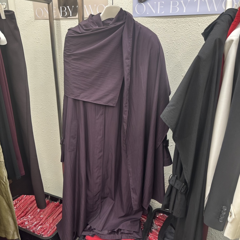 ONEBYTWO東大門代購女士新款真品人氣長款風衣含腰帶含圍巾ONE BY TWO長款風衣圖色3