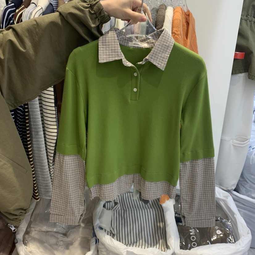 RIVEROOM韓國代購女裝新品人氣休閑推薦熱賣長袖T恤假兩件RIVEROOM長袖T恤圖色1