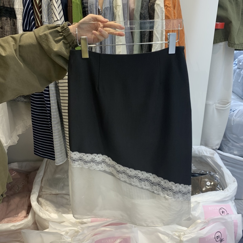 RIVEROOM韓國代購女士新款真品時尚休閑熱賣半身裙中短裙RIVEROOM半身裙/中短裙圖色2墨