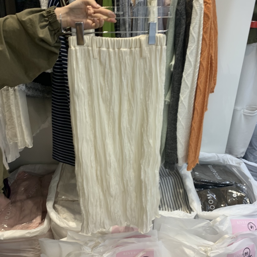 RIVEROOM韓國直郵女裝新品人氣休閑時尚真品半身裙中短裙RIVEROOM半身裙/中短裙圖色1奶油色
