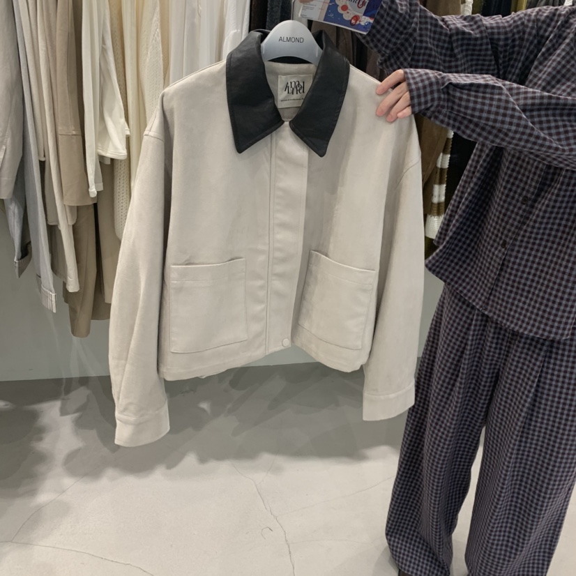 ALMOND韓國代購女士新款休閑時尚推薦人氣熱賣真品夾克麂皮ALMOND夾克圖色1