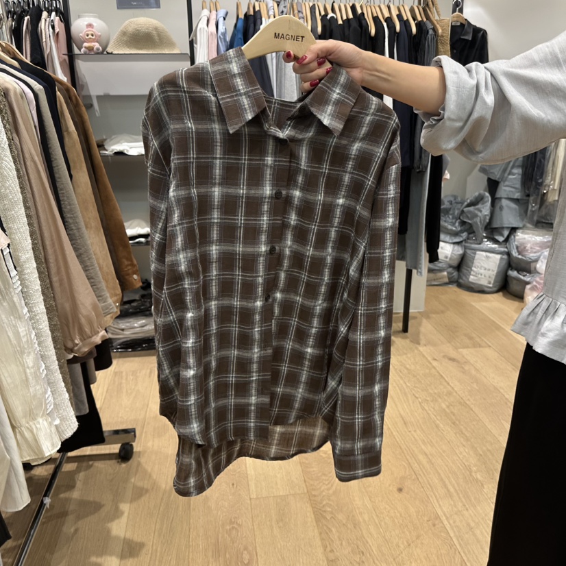 M.G.N東大門實拍女士新品真品休閑推薦人氣襯衫蕾絲衫格子MAGNET襯衫/蕾絲衫圖色3