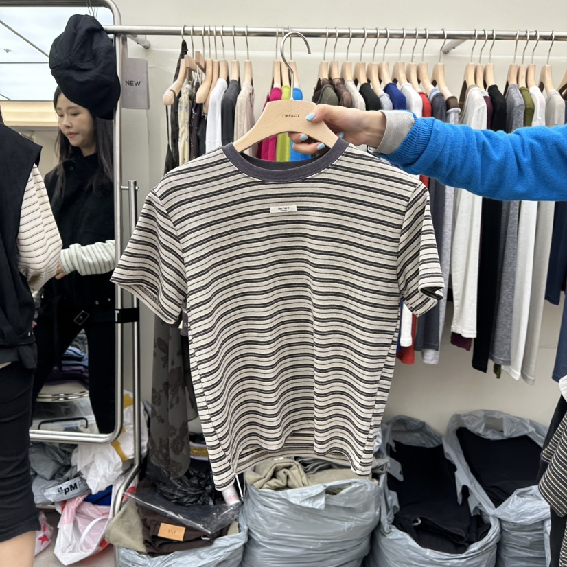 I MFACT東大門代購女士新款真品推薦時尚休閑人氣T恤羅紋I MFACTT恤圖色1