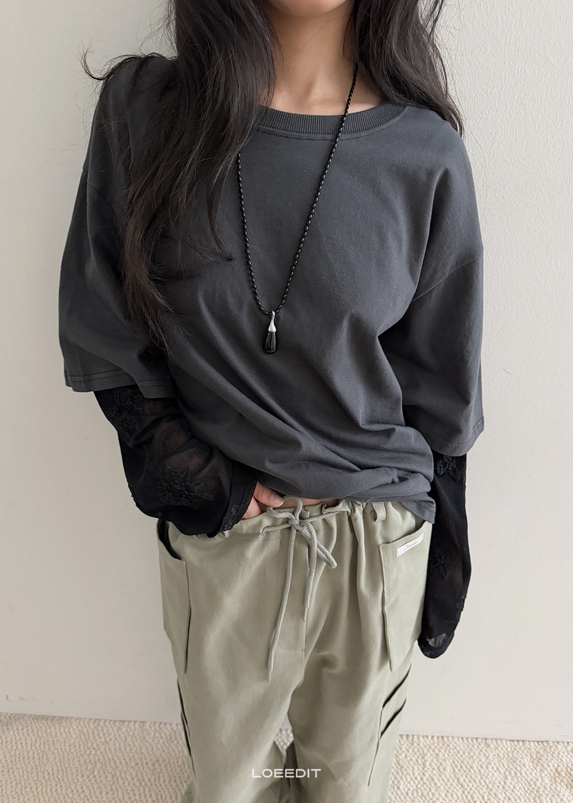 LOEEDIT韓國代購女士新款真品休閑推薦時尚熱賣人氣長袖T恤LOEEDIT長袖T恤