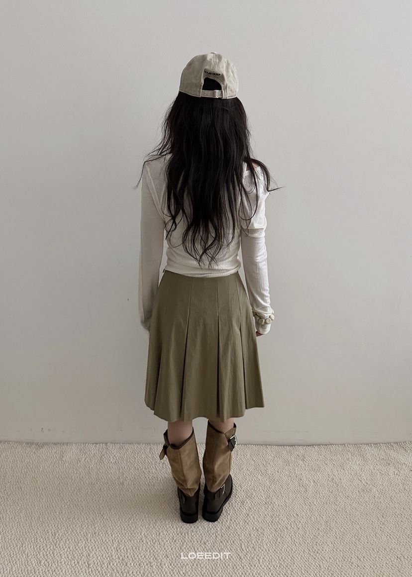 LOEEDIT韓國代購女士新品推薦熱賣半身裙中短裙裹身裙褶裥LOEEDIT半身裙/中短裙