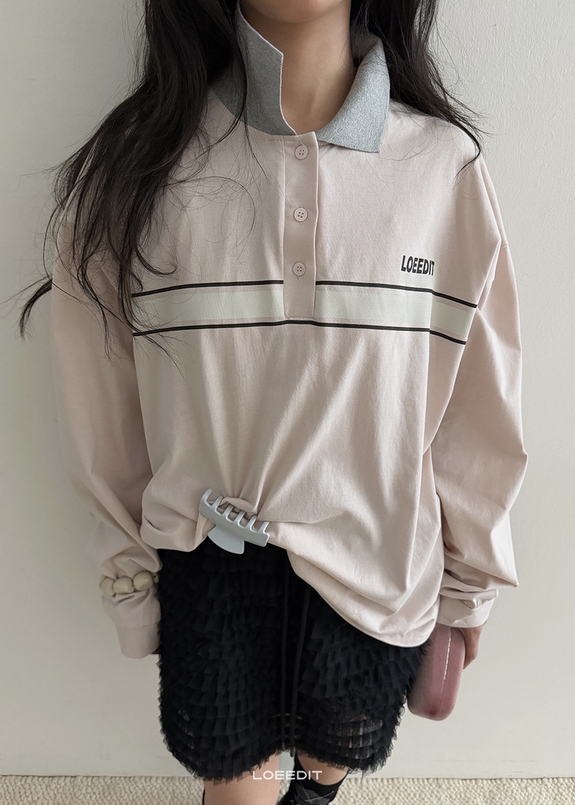LOEEDIT韓國代購女士新品真品推薦熱賣時尚人氣休閑長袖T恤LOEEDIT長袖T恤圖色2