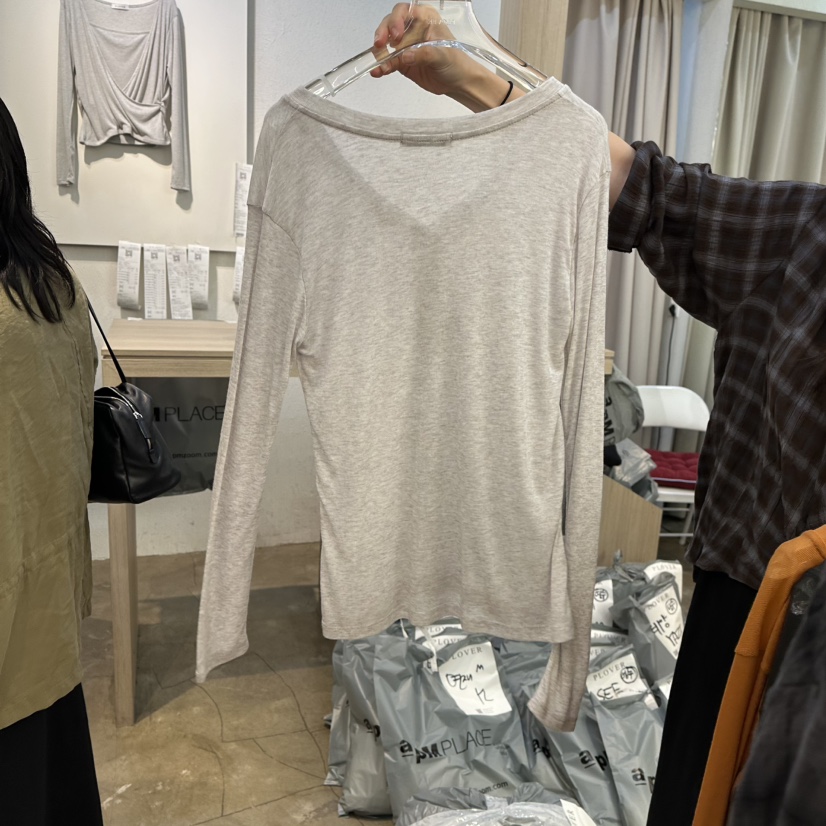 PLOVER韓國代購女裝新品推薦熱賣人氣時尚真品長袖T恤按扣PLO_VER長袖T恤