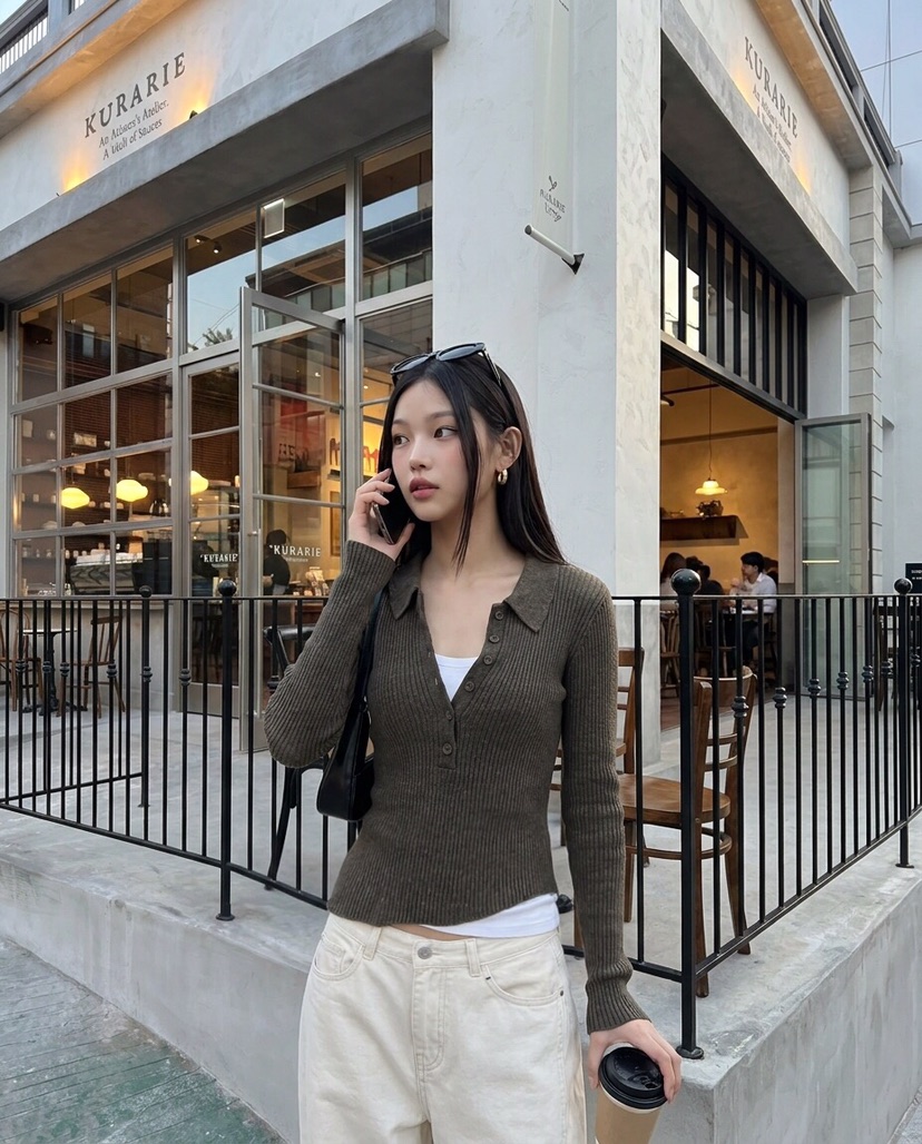 GLAD SOME韓國代購女裝新款推薦休閑人氣熱賣針織衫羅紋GLAD SOME針織衫