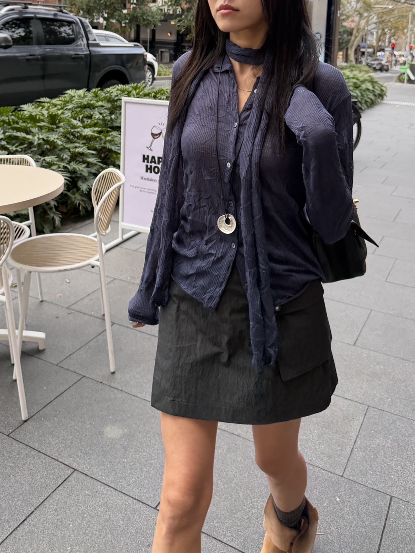 BAKING POWDER韓國直郵女裝新品真品人氣開衫含脖帶波紋BAKING POWDER開衫