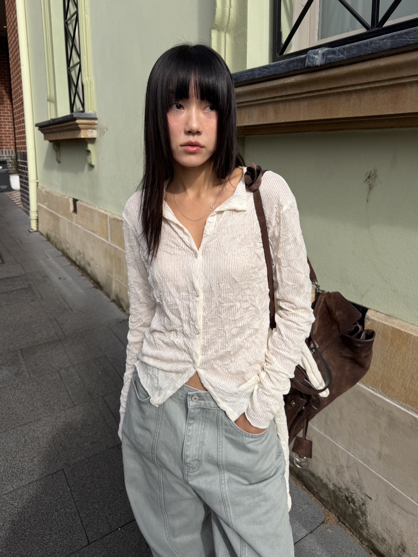 BAKING POWDER韓國直郵女裝新品真品人氣開衫含脖帶波紋BAKING POWDER開衫
