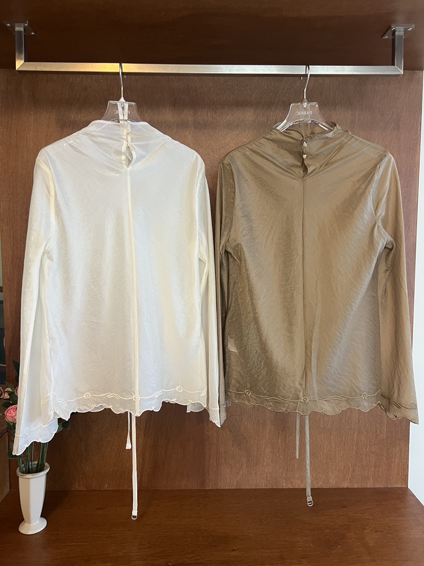 FABRIC韓國直郵女士新款休閑人氣時尚襯衫蕾絲衫刺繡腰帶FABRIC襯衫/蕾絲衫